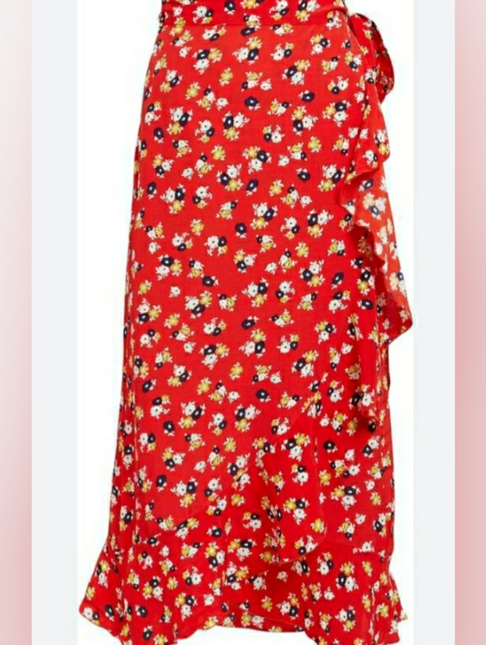 Faithful the Brand Red Jasmine  Ruffle Wrap Skirt L